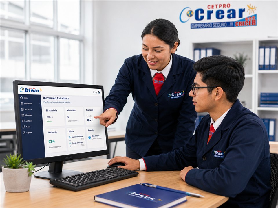 Estudiante revisando su avance, notas y asistencia en el Portal Académico.